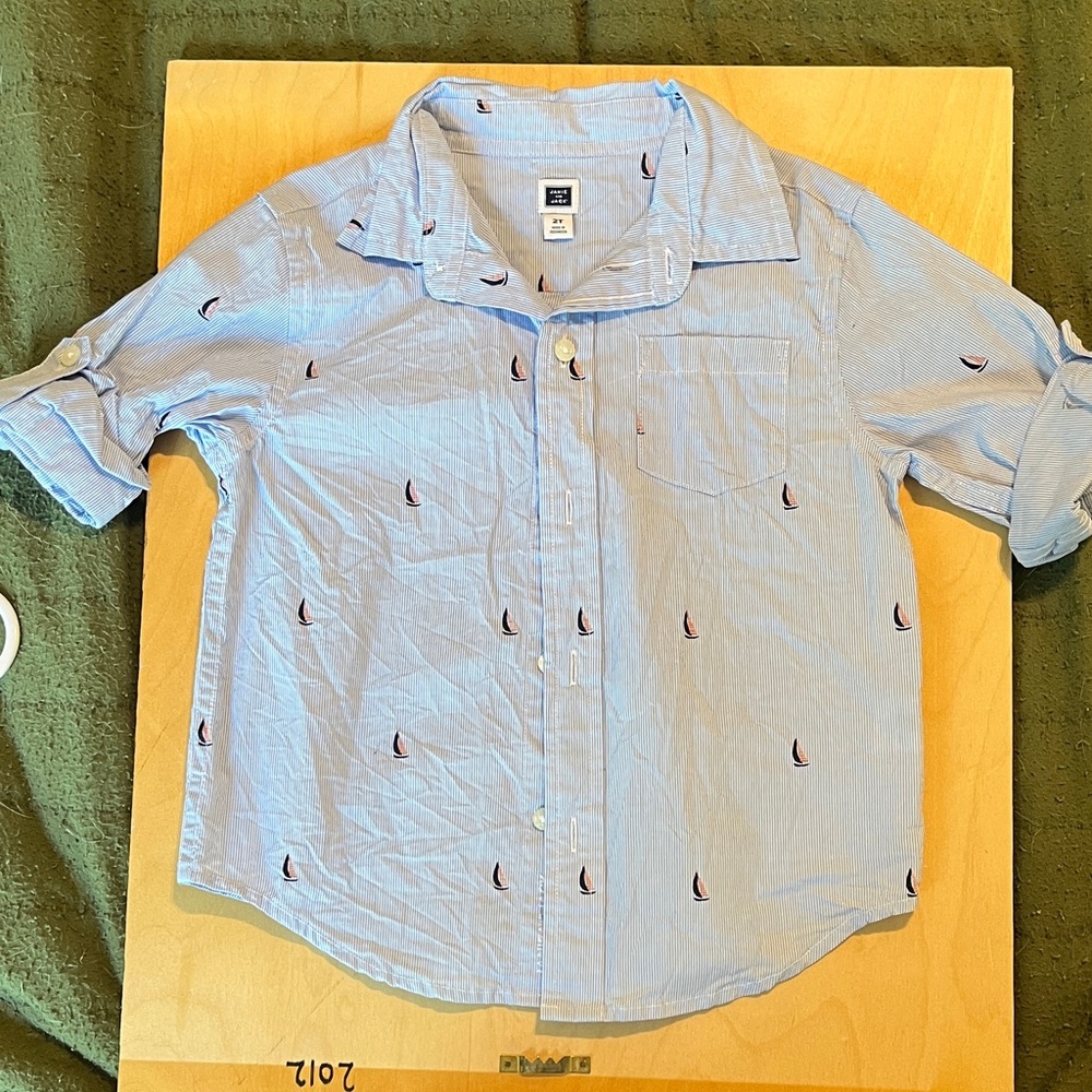Janie and Jack Light Blue Sailboat Button Down Shirt